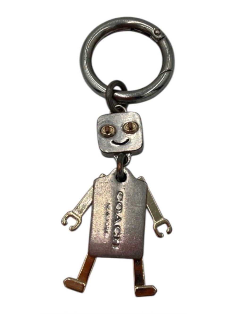 Coach Silver and Gold-Tone Robot Keychain. Vintage